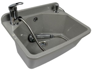 zlew Komora gospodarcza FERRO DRK37/46G  + bateria stojąca z wyciąganą wylewką + dozownik